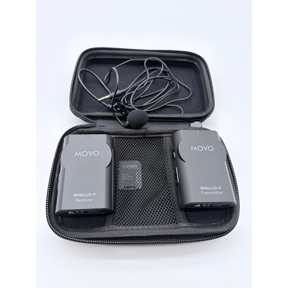 Movo Wireless Microphone System Black WMic10-P Transmitter Receiver Lavalier